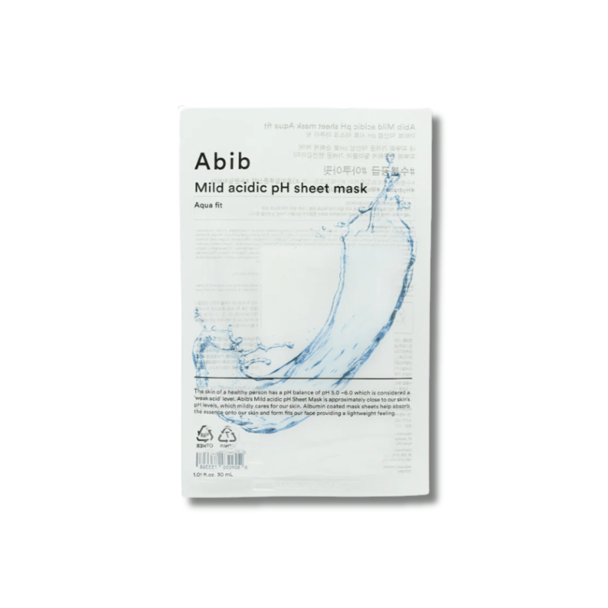 Abib - Mild Acidic pH Sheet Mask Aqua Fit - Delikatna Maska w Płachcie - 30ml - Ctrl+Glow