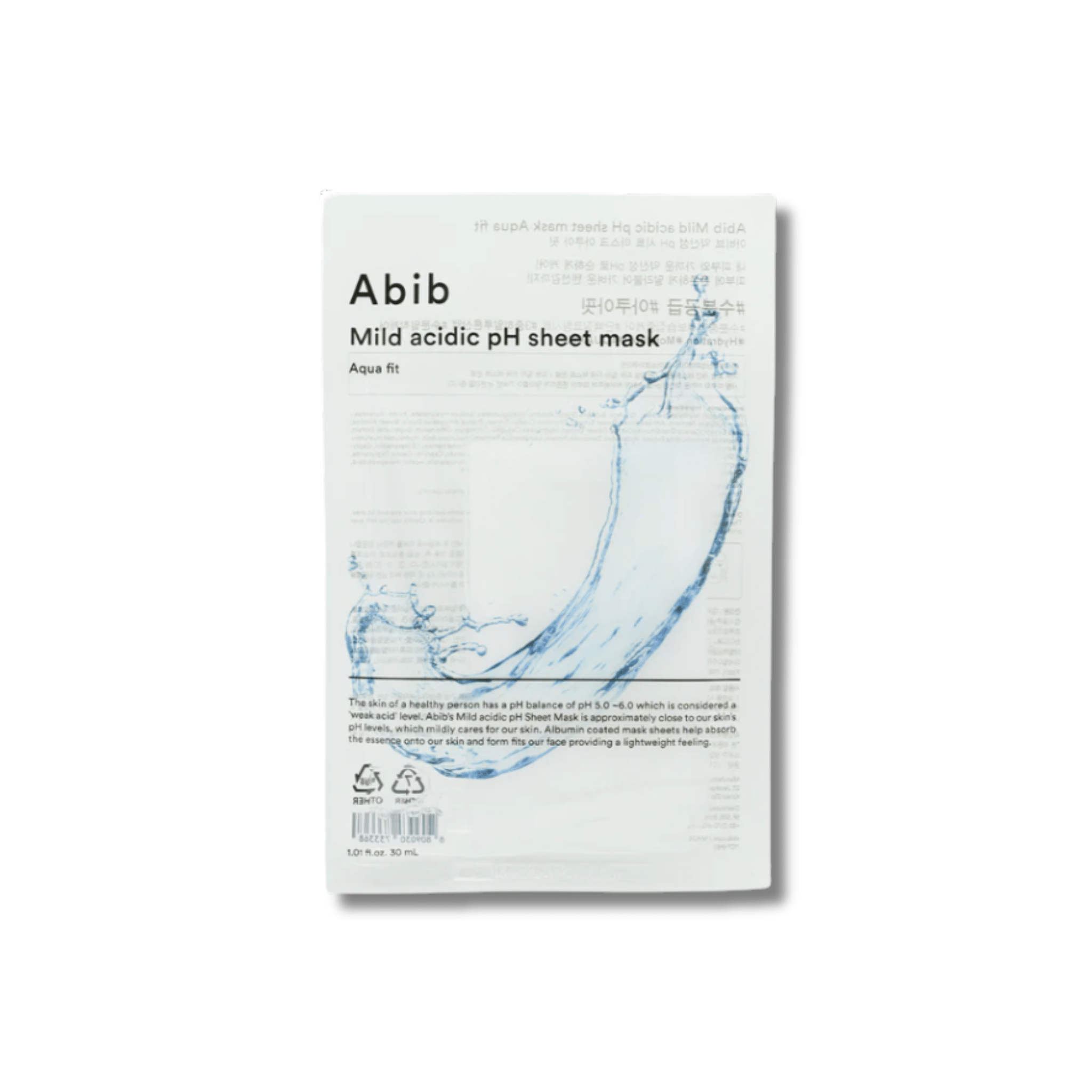 Abib - Mild Acidic pH Sheet Mask Aqua Fit - Delikatna Maska w Płachcie - 30ml - Ctrl+Glow