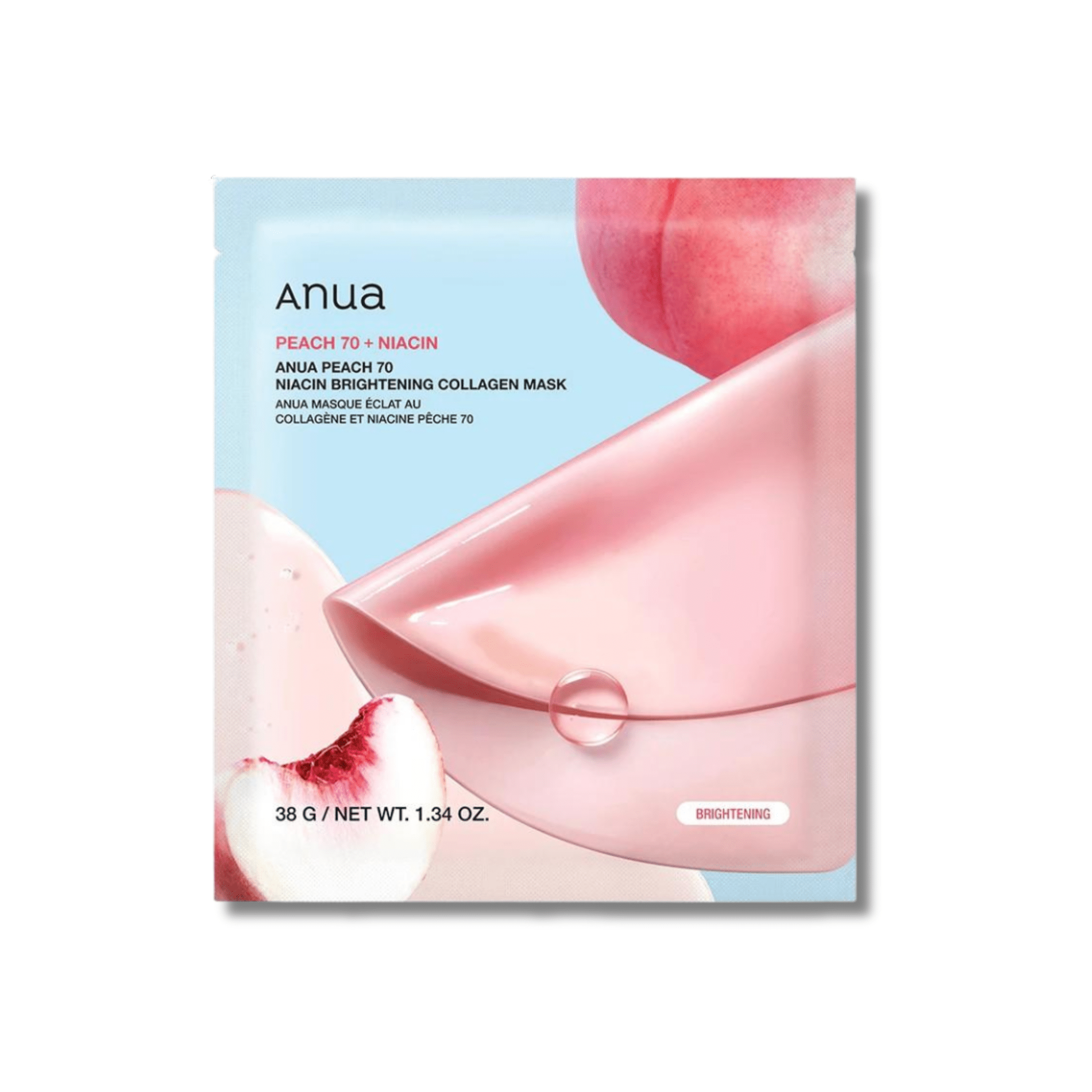 Anua - Peach 70 Niacin Brightening Collagen Mask - Maska Kolagenowa Rozjaśniająca z Brzoskwinią - 1szt