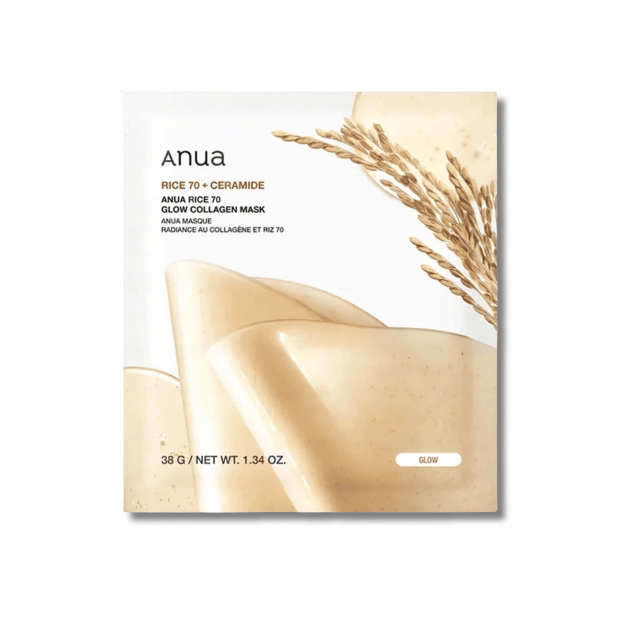 Anua - Rice 70 Glow Collagen Mask - Maska Kolagenowa Rozświetlająca Ryżowa - 1szt