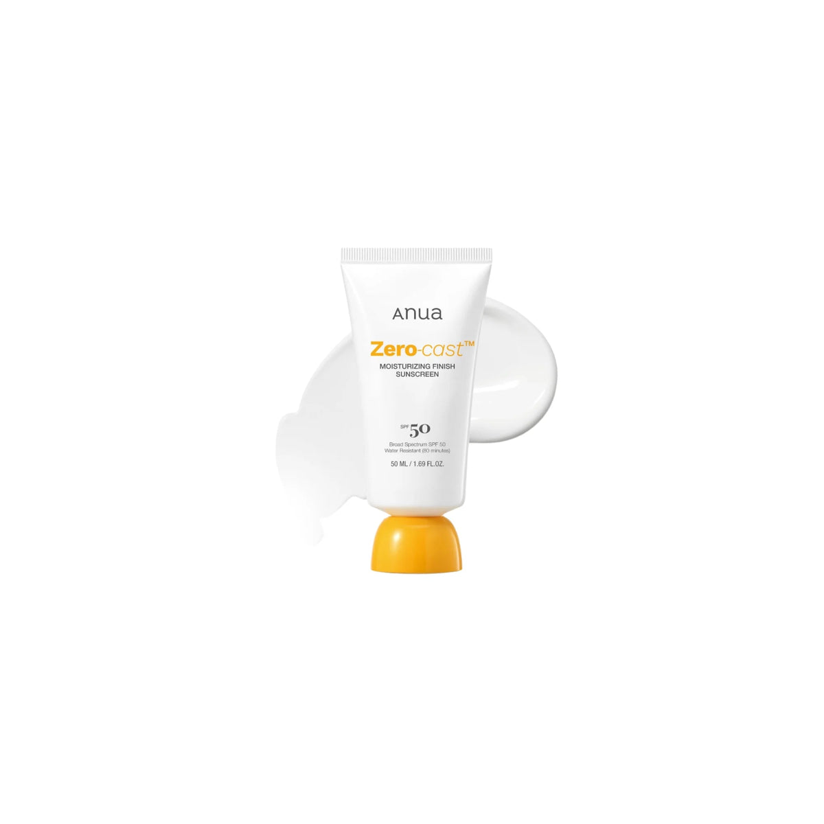 Anua - Zero-Cast Moisturizing Finish Sunscreen SPF50 PA++++ - Nawilżający Krem Przeciwsłoneczny bez Białego Filmu - 50ml - Ctrl+Glow
