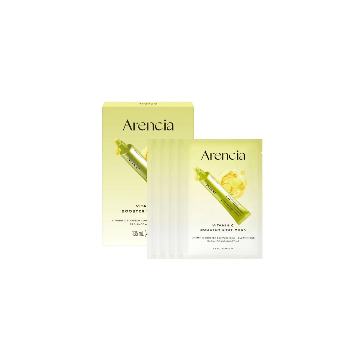 Arencia - Vitamin C Booster Shot Mask - Rozświetlająca Maska w Płachcie z Witaminą C - 5szt - Ctrl+Glow
