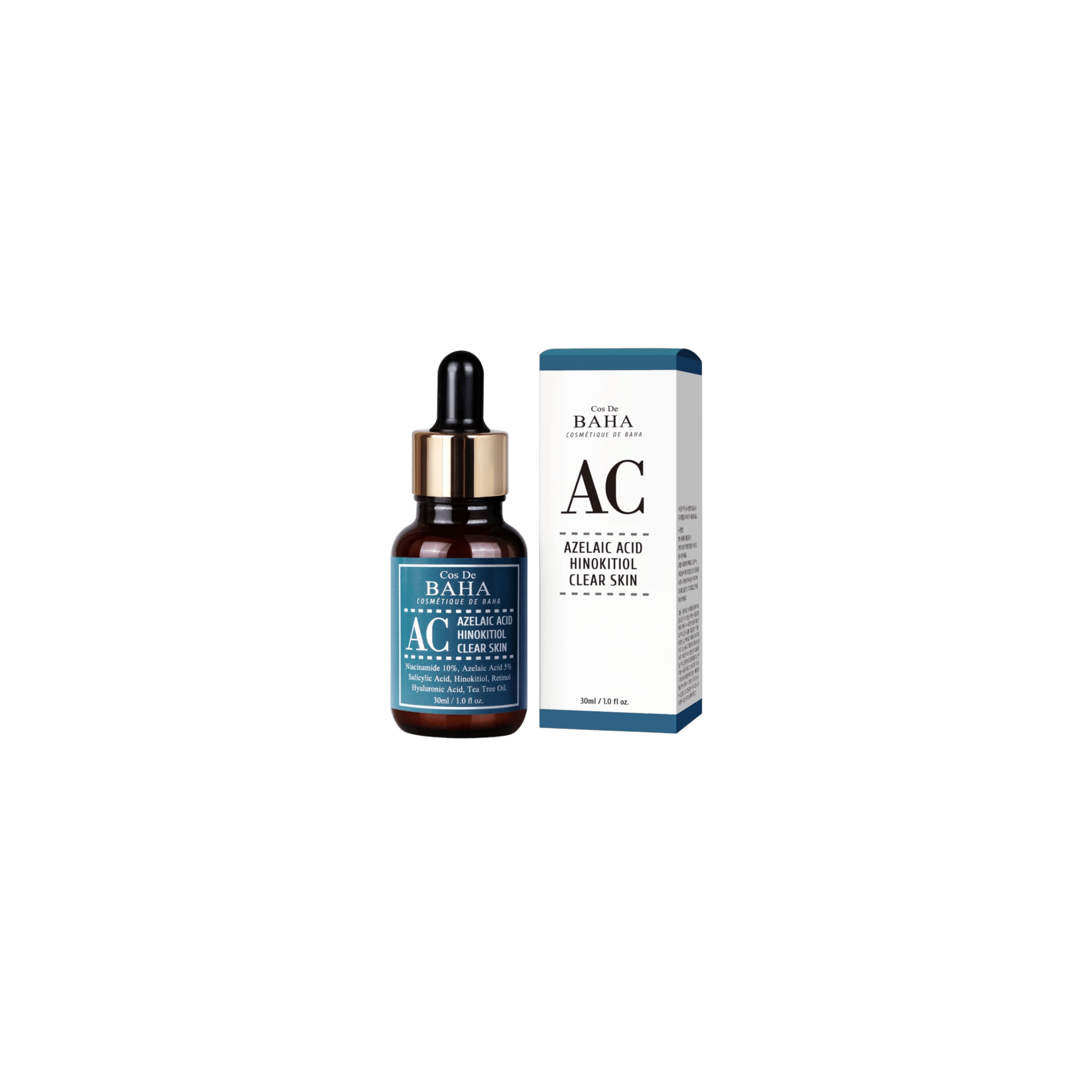 Cos De BAHA - Azelaic Acid Hinokitiol Clear Skin Serum AC - Serum do Twarzy Rozjaśniajace z Kwasem Azelainowym - 30ml - Ctrl+Glow