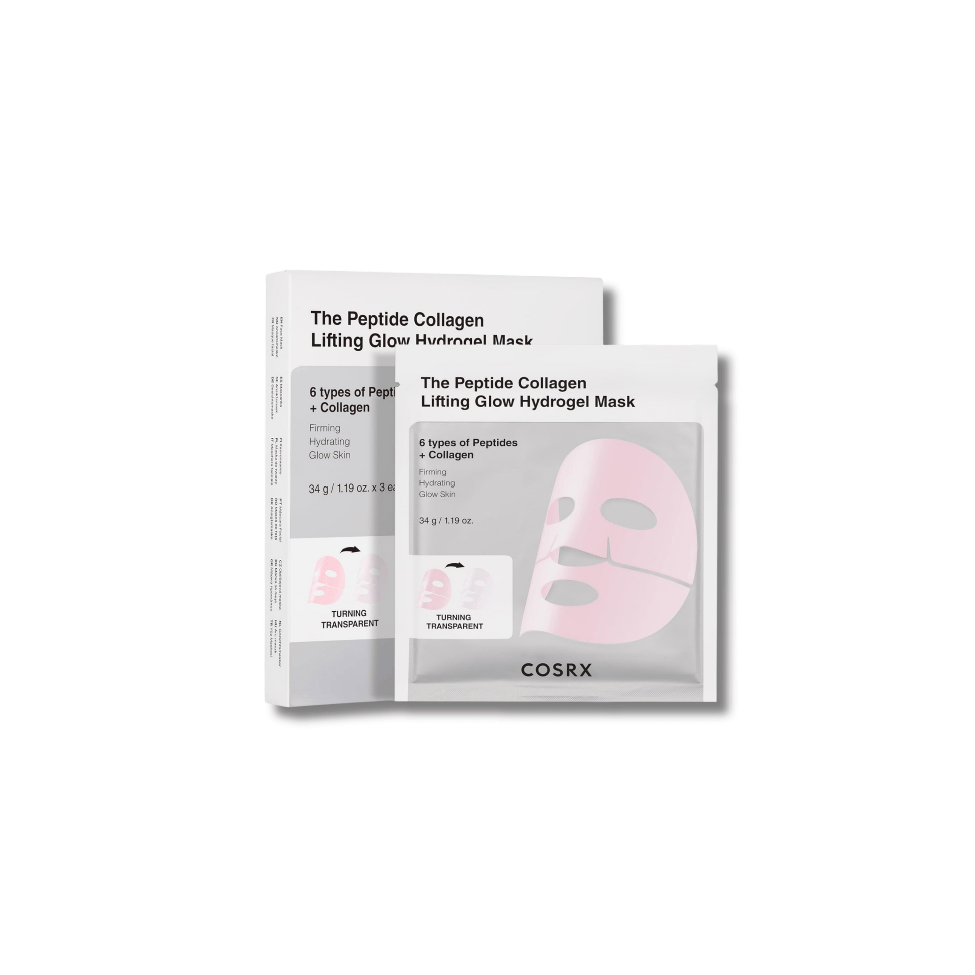 COSRX - Peptide Collagen Glow Hydrogel Mask - Zestaw Masek Hydrożelowych z Peptydami i Kolagenem - 34gx3szt - Ctrl+Glow