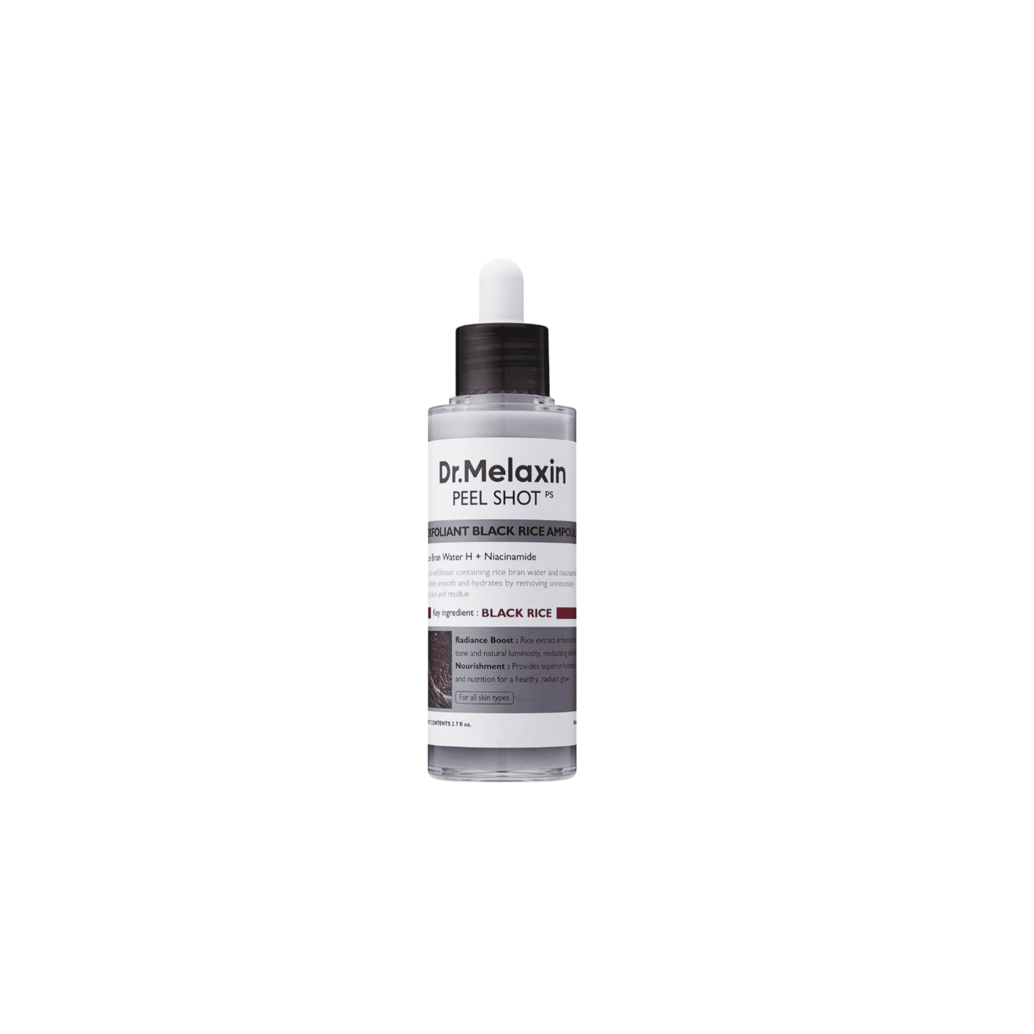 Dr.Melaxin - Peel Shot Exfoliating Black Rice Ampoule - Złuszczająca Ampułka z Wodą z Otrębów Ryżowych - 80ml - Ctrl+Glow