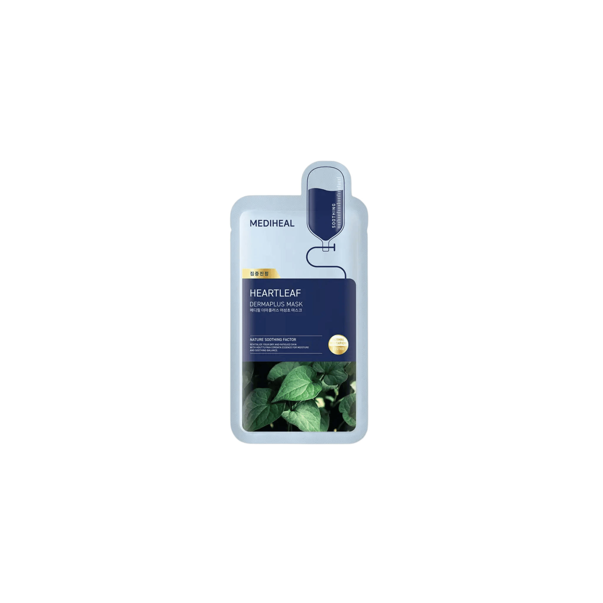 Mediheal - Dermaplus Heartleaf Mask - Kojąca Maska w Płachcie z Ekstraktem z Pstrolistki Sercowatej - 1szt/22ml - Ctrl+Glow
