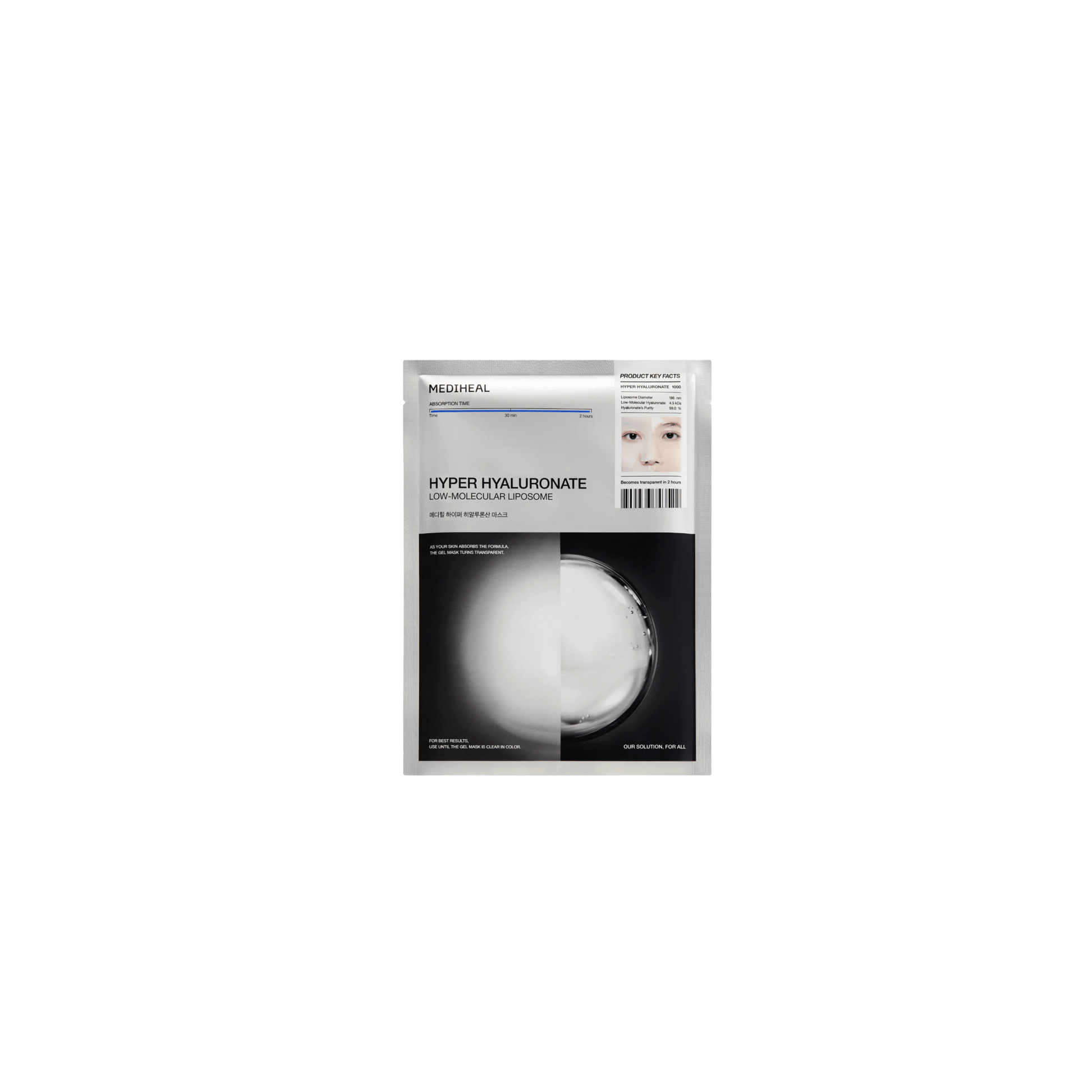 Mediheal - Hyper Hyaluronate Hydrogel Mask - Hydrożelowa Maska z Kwasem Hialuronowym Intensywnie Nawilżająca - 1szt - Ctrl+Glow