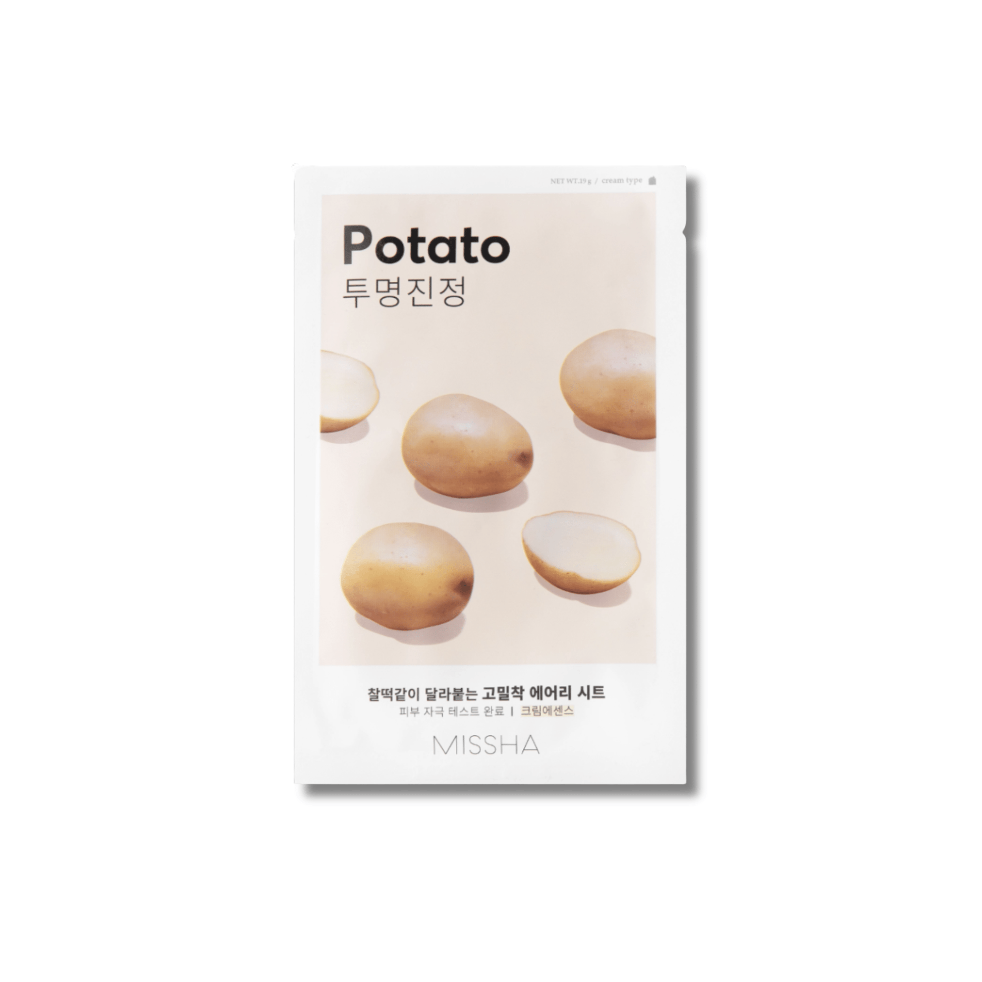 Missha - Airy Fit Sheet Mask - Potato - Łagodząco - Rozjaśniająca Maska w Płachcie - 19g - Ctrl+Glow