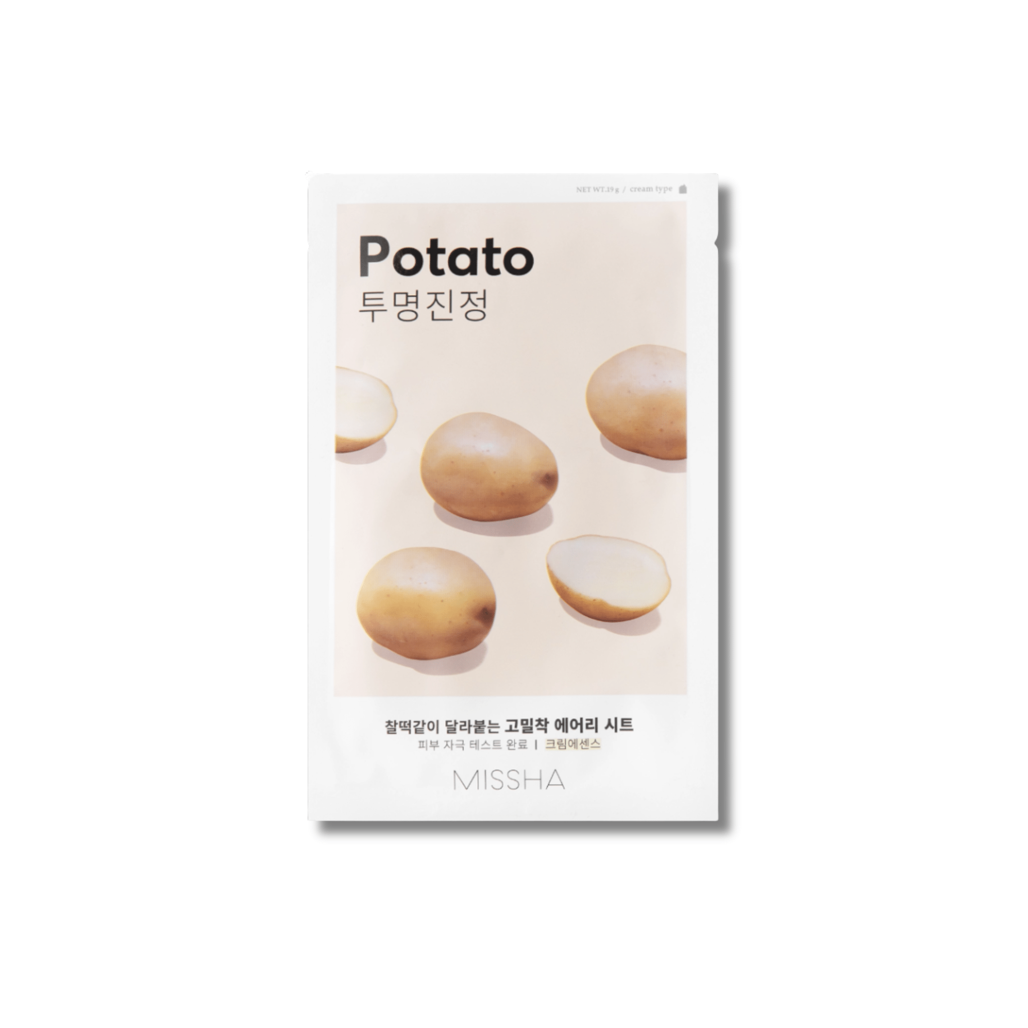 Missha - Airy Fit Sheet Mask - Potato - Łagodząco - Rozjaśniająca Maska w Płachcie - 19g - Ctrl+Glow
