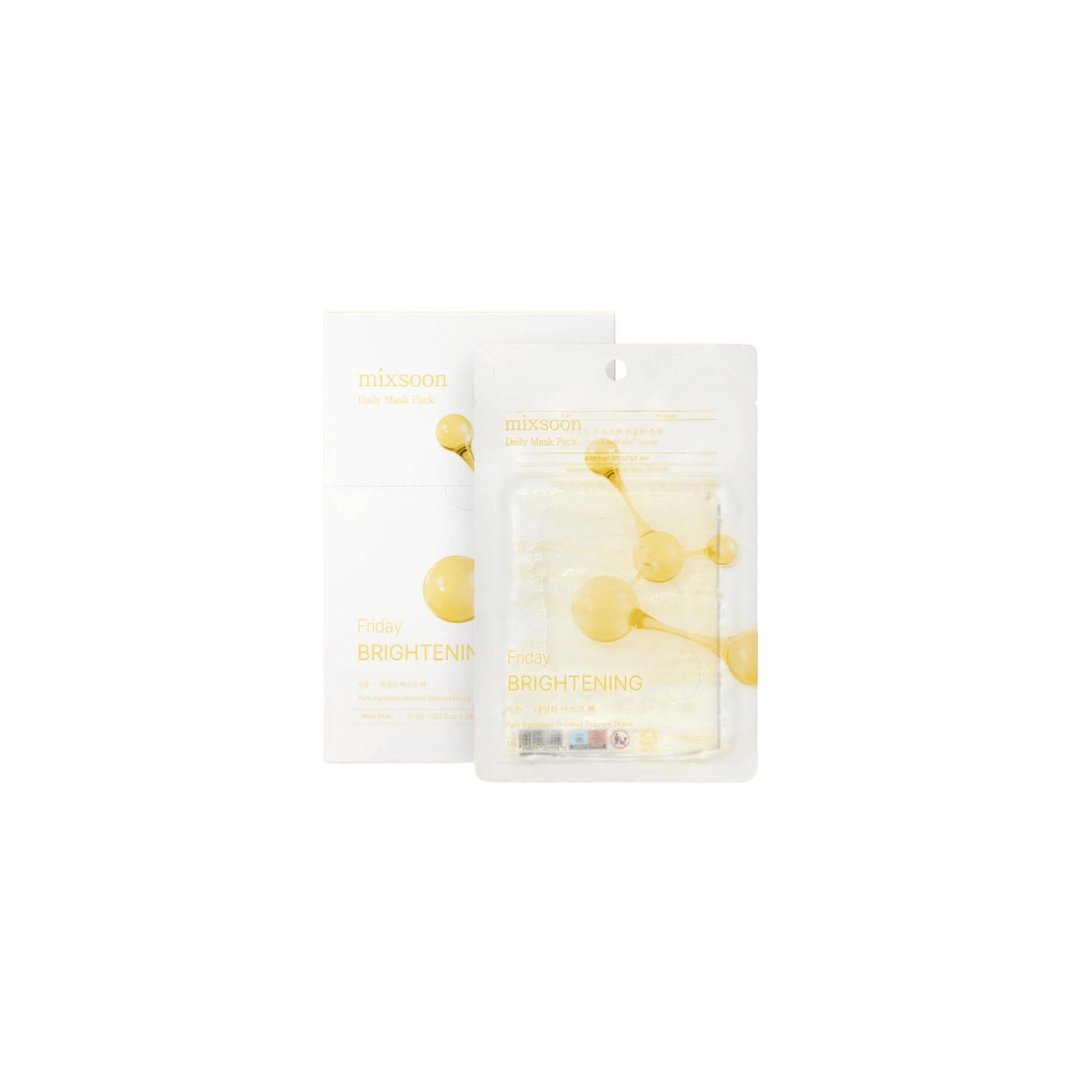 Mixsoon - Daily Mask Pack Friday Brightening - Rozświetlające Maseczki w Płachcie - 10szt - Ctrl+Glow