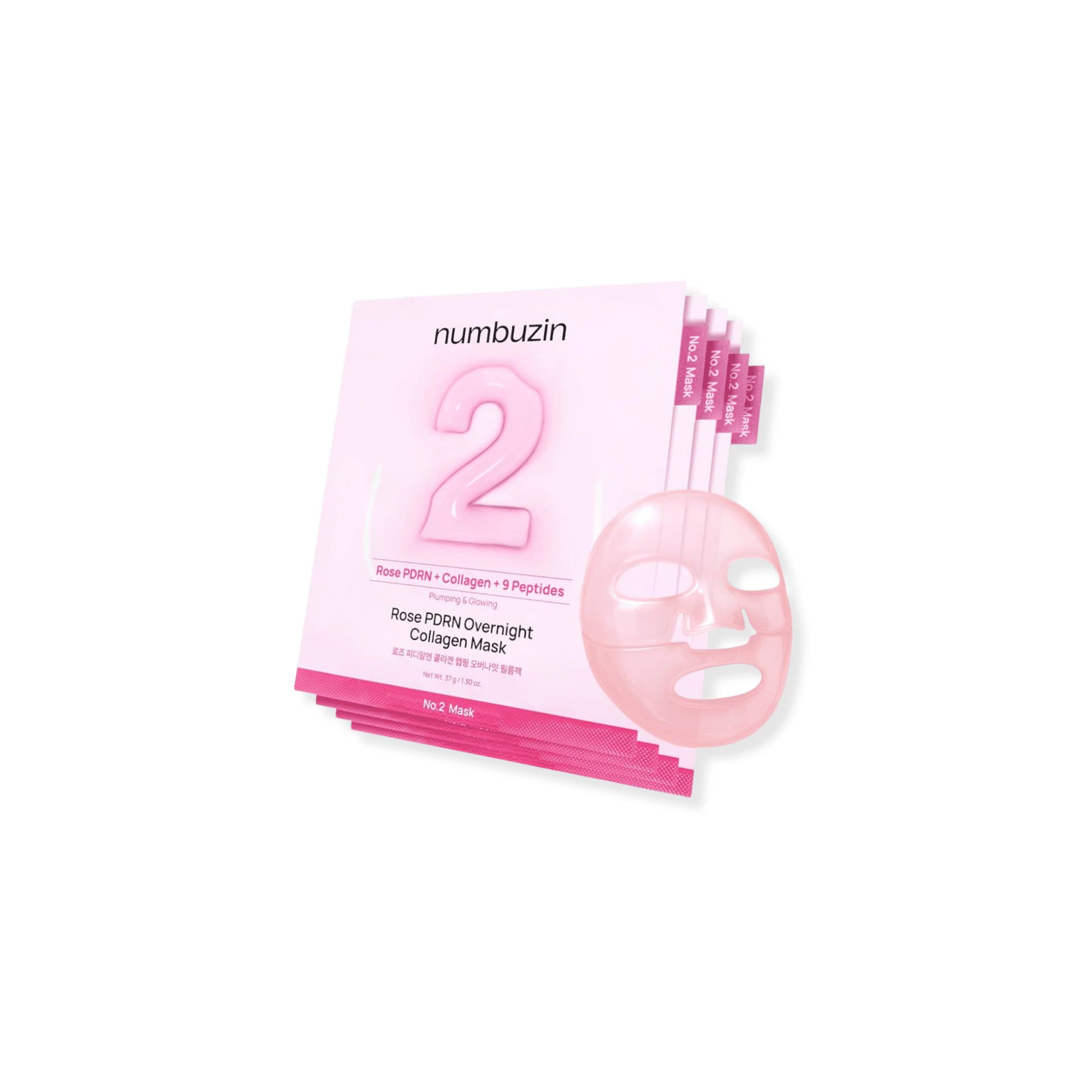 Numbuzin - No.2 Rose PDRN Overnight Collagen Mask - Maska Kolagenowa z Roślinnym PDRN - 4szt - Ctrl+Glow