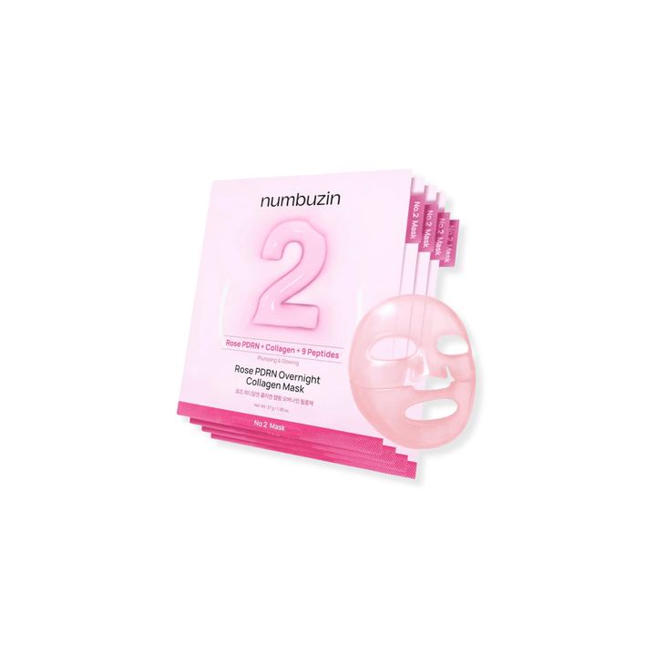 Numbuzin – No.2 Rose PDRN Overnight Collagen Mask – Maska kolagenowa z roślinnym PDRN – 4 szt.