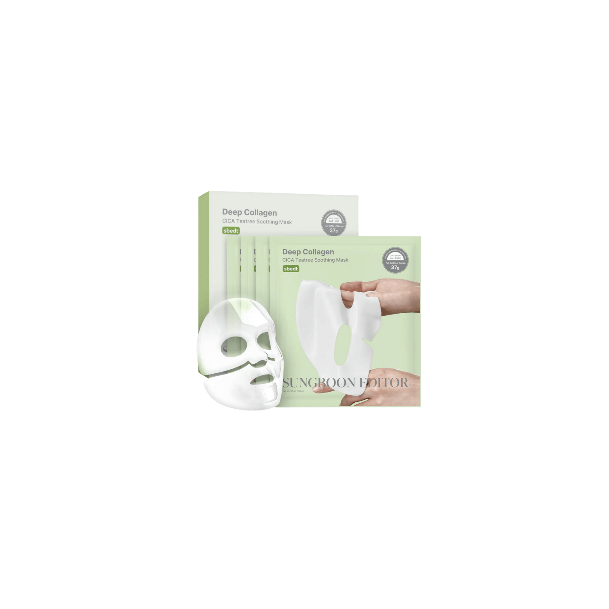 Sungboon Editor - Deep Collagen Cica Teatree Mask - Kojąca Maska z Kolagenem, Cica i Drzewem Herbacianym - 4x37g - Ctrl+Glow