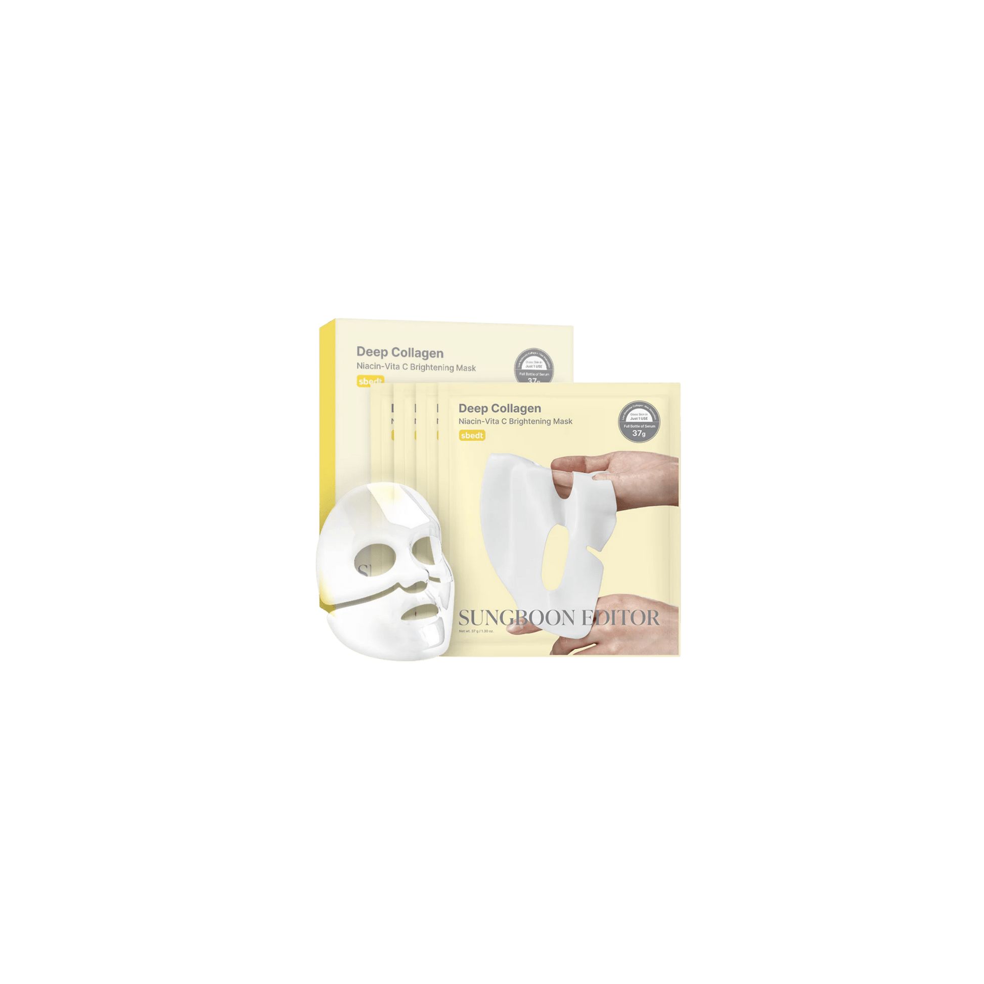 Sungboon Editor - Deep Collagen Niacin Vita C Mask - Rozjaśniająca Maska z Kolagenem, Niacynamidem i Witaminą C - 4x37g - Ctrl+Glow