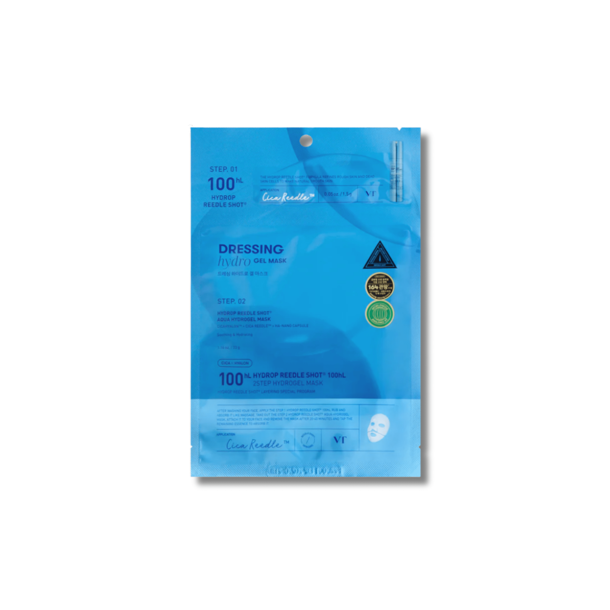 VT Cosmetics - Hydrop Reedle Shot 100hL 2 - Step Mask - Nawilżająca Maska Hydrożelowa do Twarzy - 1szt/38g - Ctrl+Glow
